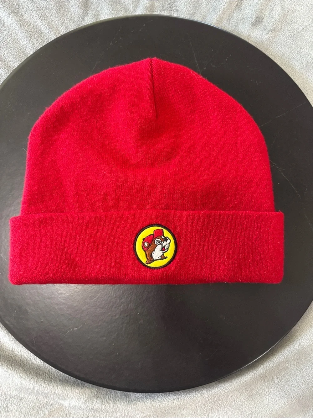 Buc-ee's Knit Beanie Hat Cap Embroidered Beaver Logo Cuffed‎ Brim Red Texas Warm